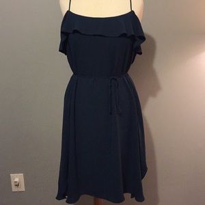 LOFT TEAL FLUTTER SLEEVE DRESS